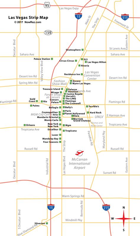 Map of the Strip in Las Vegas